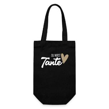 Tante werden - Tante Geschenk - Geschenkbeutel für Flaschen - Schwarz - Vorne