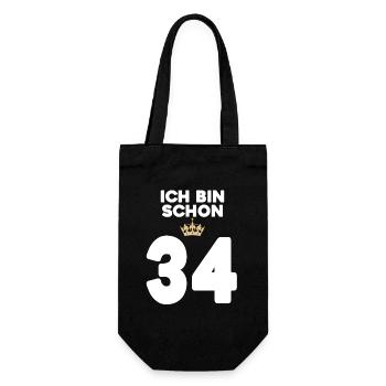 34. Geburtstag Geschenk - 34 Jahre mit Krone - Geschenkbeutel für Flaschen - Schwarz - Vorne