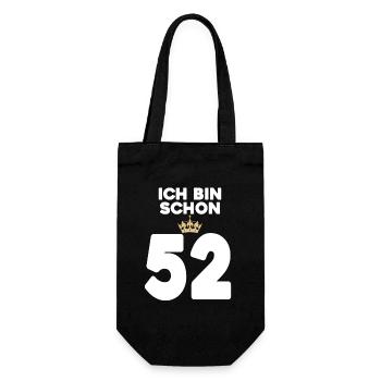 52. Geburtstag Geschenk - 52 Jahre mit Krone - Geschenkbeutel für Flaschen - Schwarz - Vorne