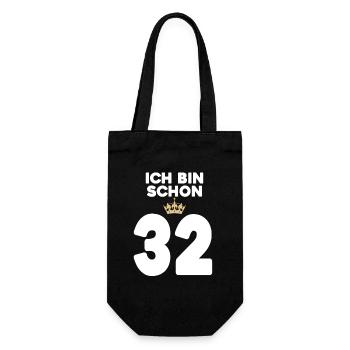 32. Geburtstag Geschenk - 32 Jahre mit Krone - Geschenkbeutel für Flaschen - Schwarz - Vorne