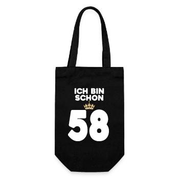 58. Geburtstag Geschenk - 58 Jahre mit Krone - Geschenkbeutel für Flaschen - Schwarz - Vorne