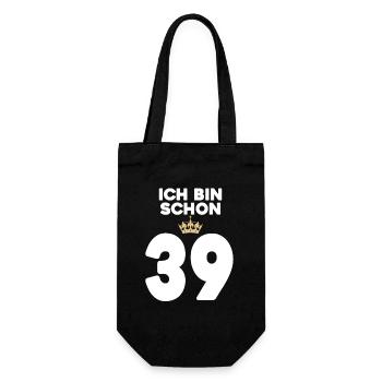39. Geburtstag Geschenk - 39 Jahre mit Krone - Geschenkbeutel für Flaschen - Schwarz - Vorne