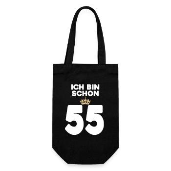 55. Geburtstag Geschenk - 55 Jahre mit Krone - Geschenkbeutel für Flaschen - Schwarz - Vorne