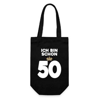 50. Geburtstag Geschenk - 50 Jahre mit Krone - Geschenkbeutel für Flaschen - Schwarz - Vorne
