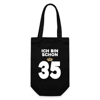 35. Geburtstag Geschenk - 35 Jahre mit Krone - Geschenkbeutel für Flaschen - Schwarz - Vorne