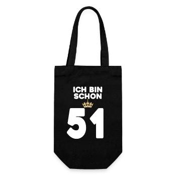 51. Geburtstag Geschenk - 51 Jahre mit Krone - Geschenkbeutel für Flaschen - Schwarz - Vorne