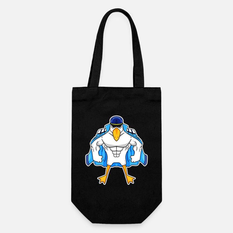 Mouette musclée Mouette Cadeau - Sac à bouteille - noir