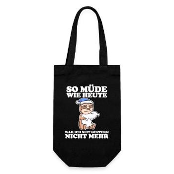 Müde Spruch lustig mit Faultier Motiv - Geschenkbeutel für Flaschen - Schwarz - Vorne