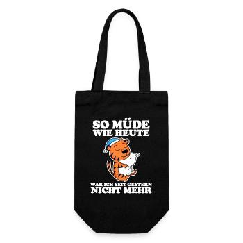 Müde Spruch lustig mit Tiger Motiv - Geschenkbeutel für Flaschen - Schwarz - Vorne