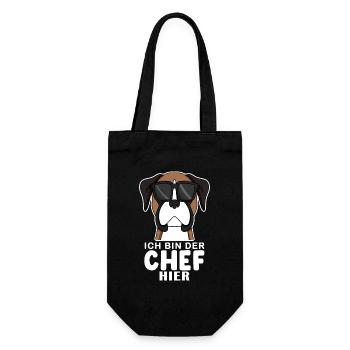 Hund Deutscher Boxer Cool Chef - Geschenkbeutel für Flaschen - Schwarz - Vorne