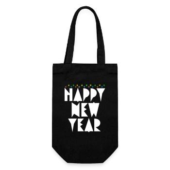 Frohes Neues Jahr, Frohes Neues Jahr, Neues Jahr, Neues Jahr - Geschenkbeutel für Flaschen - Schwarz - Vorne