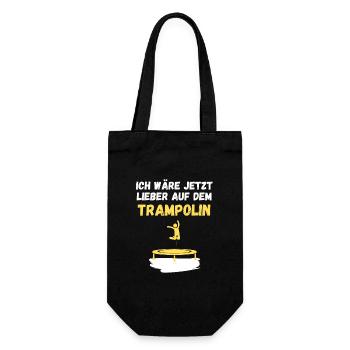 Ich wäre jetzt lieber auf dem Trampolin - Geschenkbeutel für Flaschen - Schwarz - Vorne