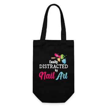 Leicht Ablenkbar Durch Nail Art Nail Tech - Geschenkbeutel für Flaschen - Schwarz - Vorne
