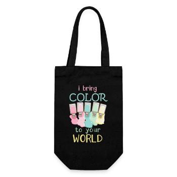 Ich Bringe Farbe In Deine Welt Nail Tech - Geschenkbeutel für Flaschen - Schwarz - Vorne