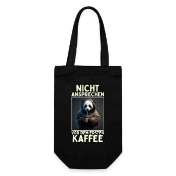 Panda Bär Nicht Ansprechen Vor Kaffee Morgenmuffel - Geschenkbeutel für Flaschen - Schwarz - Vorne