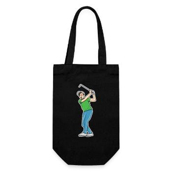 Golf Cartoon - Geschenkbeutel für Flaschen - Schwarz - Vorne