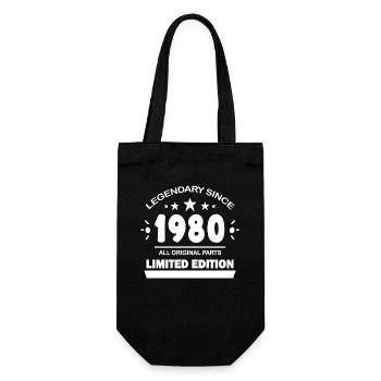 1980 - Born 1980 - Year of construction 1980 - Gift Bag for Bottles - black - Front
