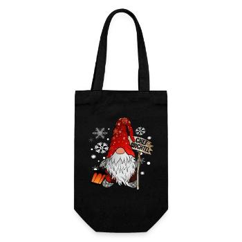 Chef Wichtel mit Schneeflocken Christmas Gnome - Geschenkbeutel für Flaschen - Schwarz - Vorne