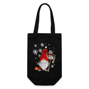 Gamer Wichtel Schneeflocken Christmas Gnom - Geschenkbeutel für Flaschen - Schwarz - Vorne