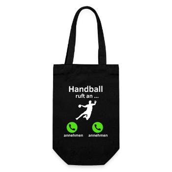 Handball ruft an - annehmen oder annehmen? - Geschenkbeutel für Flaschen - Schwarz - Vorne