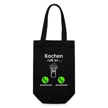 Kochen ruft an - annehmen oder annehmen? - Geschenkbeutel für Flaschen - Schwarz - Vorne