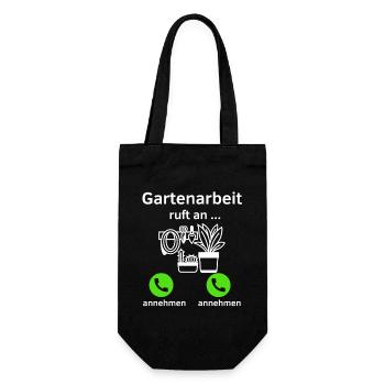 Gartenarbeit ruft an - annehmen oder annehmen? - Geschenkbeutel für Flaschen - Schwarz - Vorne