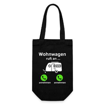 Wohnwagen ruft an - annehmen oder annehmen? - Geschenkbeutel für Flaschen - Schwarz - Vorne