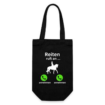 Reiten ruft an - annehmen oder annehmen? - Geschenkbeutel für Flaschen - Schwarz - Vorne