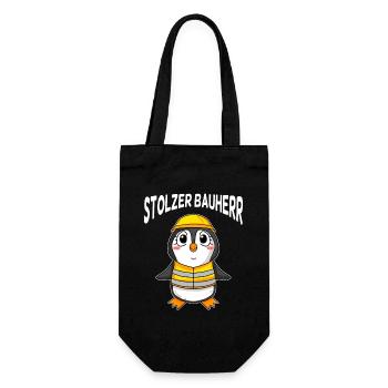 Bauherr Pinguin - Geschenkbeutel für Flaschen - Schwarz - Vorne
