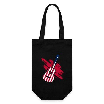 Vintage Amerikanischer Gitarrist US-Flagge Musik Lustig - Geschenkbeutel für Flaschen - Schwarz - Vorne