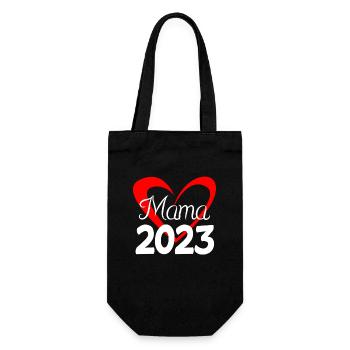 Mama 2023 Mutter Schwangerschaft Schwanger - Geschenkbeutel für Flaschen - Schwarz - Vorne