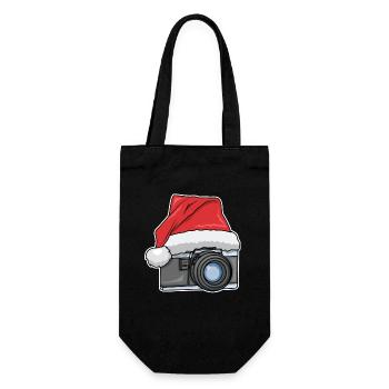 Kamera Weihnachten Mütze - Geschenkbeutel für Flaschen - Schwarz - Vorne