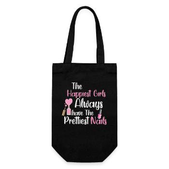 The Happiest Girls Have The Prettiest - Geschenkbeutel für Flaschen - Schwarz - Vorne