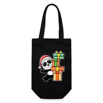 Joyeux Panda de Noël avec des cadeaux - Sac à bouteille - noir - Devant
