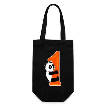 1. Geburtstag 1 Jahr alt Geschenk Panda - Geschenkbeutel für Flaschen - Schwarz - Vorne