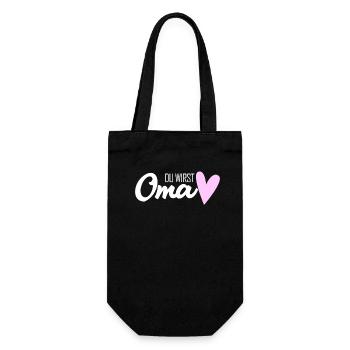 Oma - Oma werden - Schwangerschaft verkünden - Geschenkbeutel für Flaschen - Schwarz - Vorne