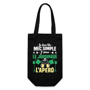 Mec simple j'aime le jardinage et l'apéro humour - Sac à bouteille - noir - Devant