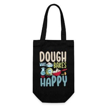 Dough What Bakes You Happy Bäckerei - Geschenkbeutel für Flaschen - Schwarz - Vorne