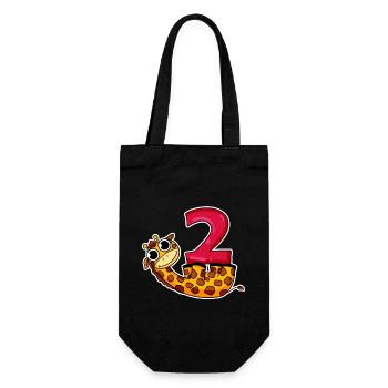 2 Jahre alt - 2 Geburtstag mit Tier Motiv - Geschenkbeutel für Flaschen - Schwarz - Vorne