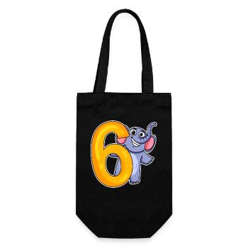 6 years old - 6 birthday with animal motif - Gift Bag for Bottles - black - Front