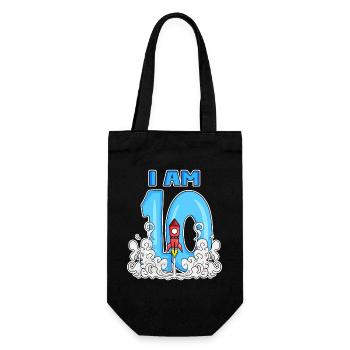 10e anniversaire - 10 ans Jeune fusée - Sac à bouteille - noir - Devant