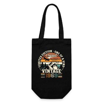 Vintage vintage 1969 53rd birthday gift man - Gift Bag for Bottles - black - Front