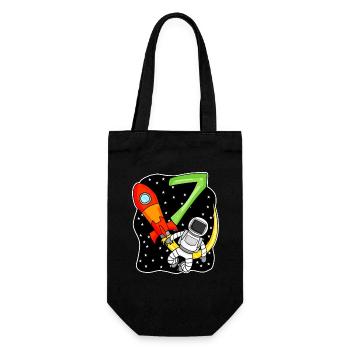7th birthday - 7 years old Young astronaut - Gift Bag for Bottles - black - Front