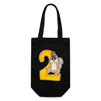 2 Jahre alt - 2 Geburtstag mit Tier Motiv - Geschenkbeutel für Flaschen - Schwarz - Vorne
