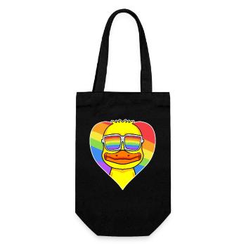 Gay Tier Ente Regenbogen Herz - Geschenkbeutel für Flaschen - Schwarz - Vorne