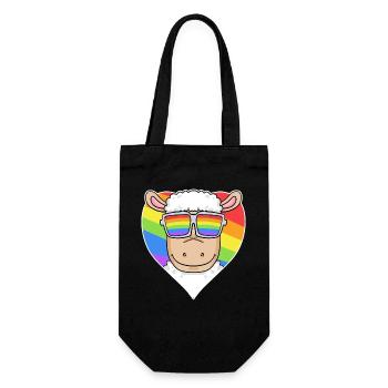 Gay LGBT Tier Schaf Regenbogen Herz - Geschenkbeutel für Flaschen - Schwarz - Vorne