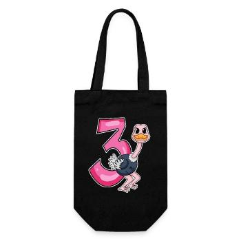3 Jahre alt - 3. Geburtstag mit Tier Motiv - Geschenkbeutel für Flaschen - Schwarz - Vorne