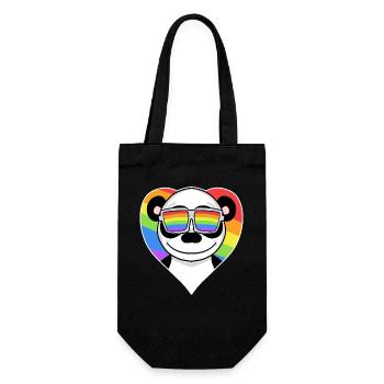 Gay Regenbogen Herz Tier Panda - Geschenkbeutel für Flaschen - Schwarz - Vorne