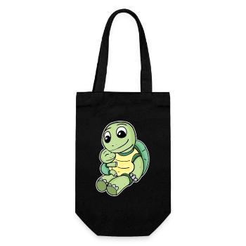 Family - Turtle with baby turtle - Gift Bag for Bottles - black - Front