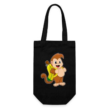 Affe Banane - Geschenkbeutel für Flaschen - Schwarz - Vorne